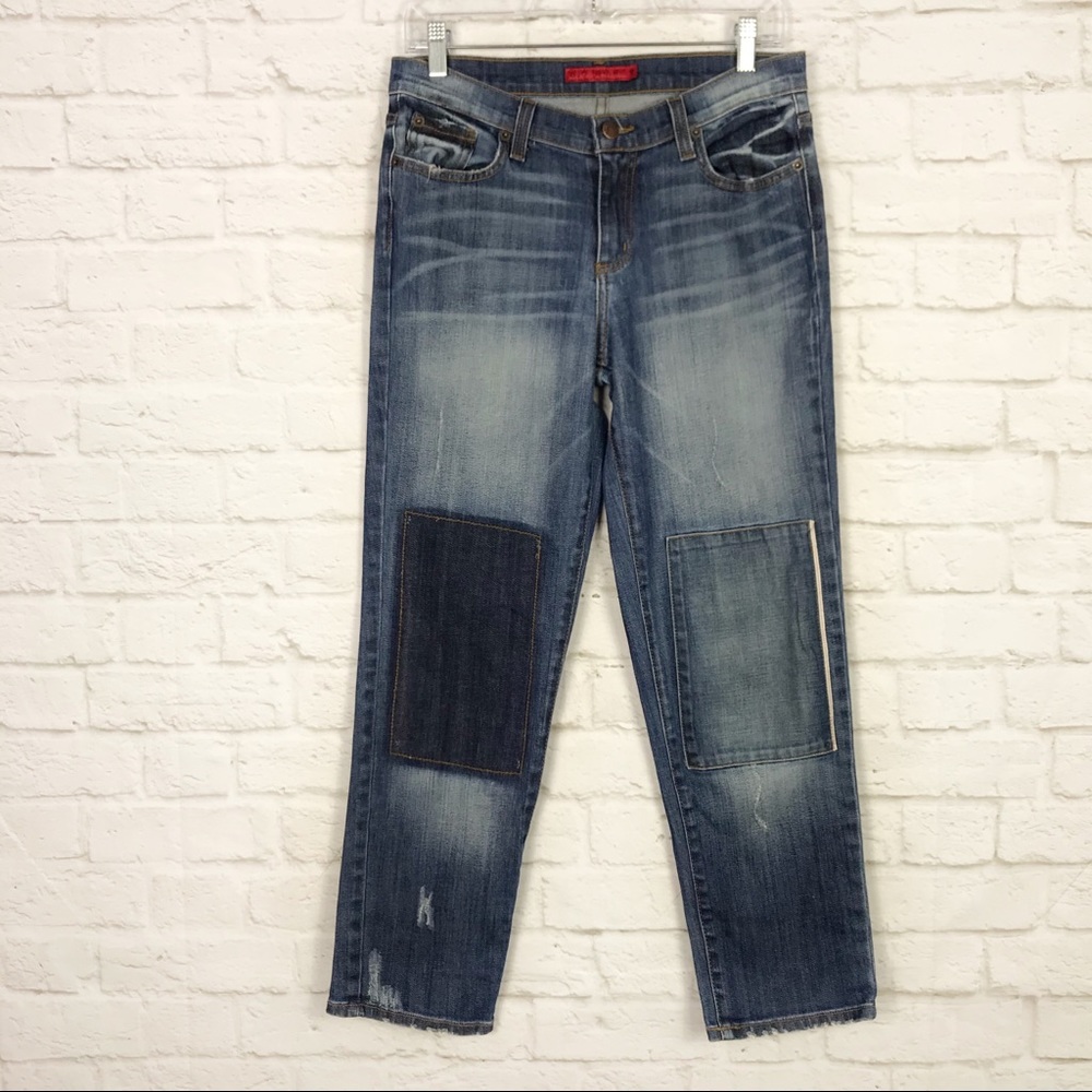 GJG Denim Distressed Patchwork Straight Capris 9